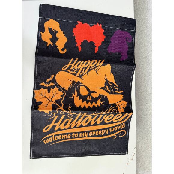 NWT 2 Pack 12 x 18 Halloween Flag Hocus Pocus Sandersons Eat Drink Be Scary - Picture 2 of 6